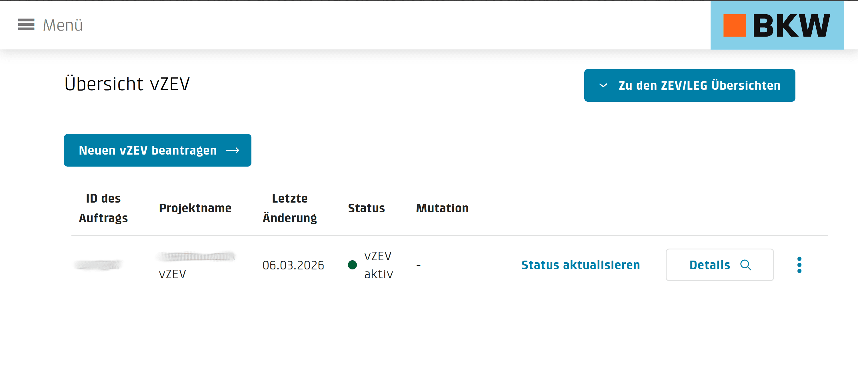 Energieportal Übersicht mit registrierten Gemeinschaften